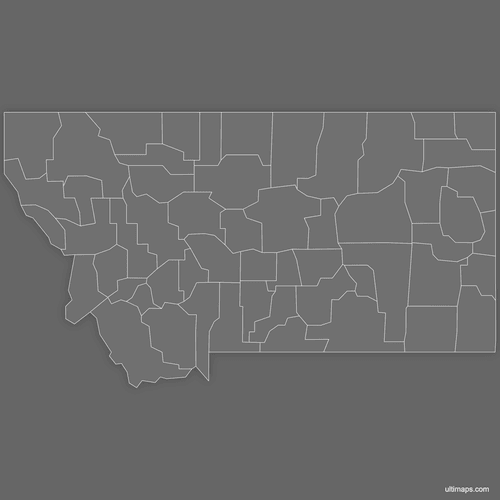 Preview of Blank Map of Montana Counties (Dark)