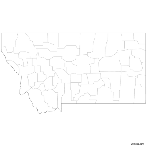 Preview of Outlined Map of Montana Counties