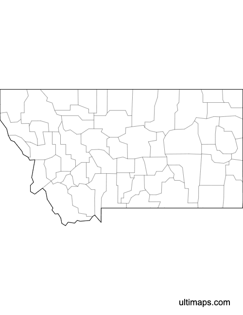 Preview of Outlined Map of Montana Counties (Letter)