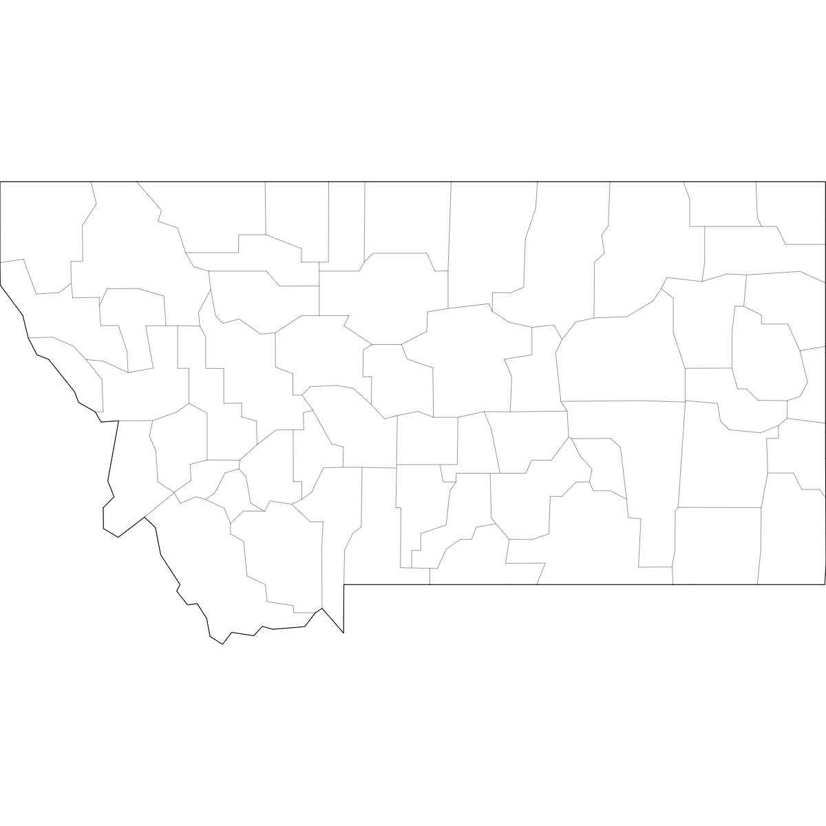 Outlined Map of Montana Counties