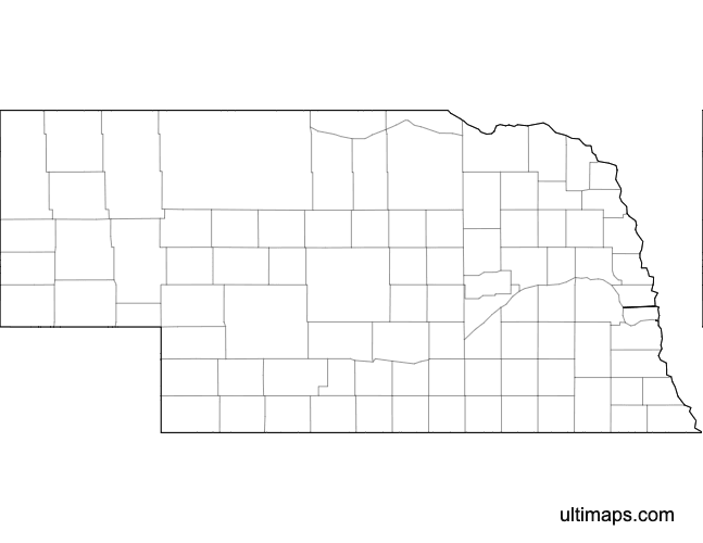 Preview of Blank Map of Nebraska Counties (A4)