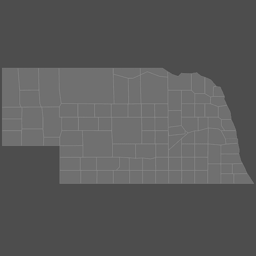Preview of Blank Map of Nebraska Counties (Dark)