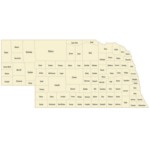 Preview of Labeled Map of Nebraska Counties