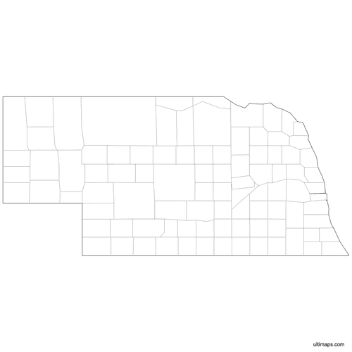 Preview of Outlined Map of Nebraska Counties