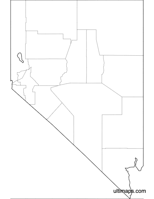 Preview of Blank Map of Nevada Counties (A4)