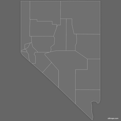 Preview of Blank Map of Nevada Counties (Dark)