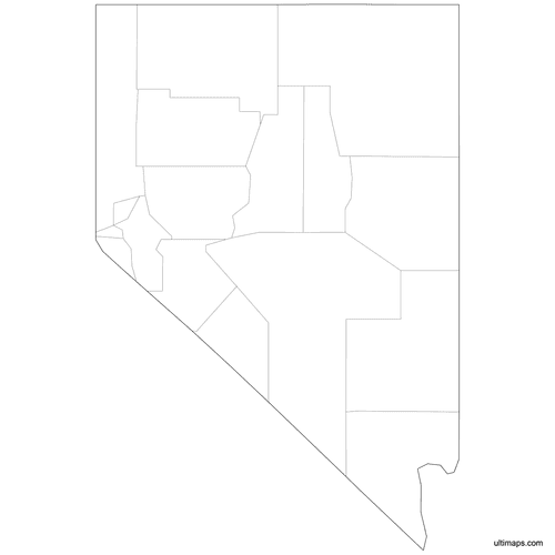 Preview of Outlined Map of Nevada Counties