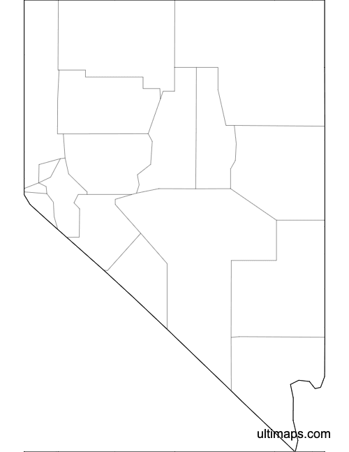 Preview of Outlined Map of Nevada Counties (Letter)