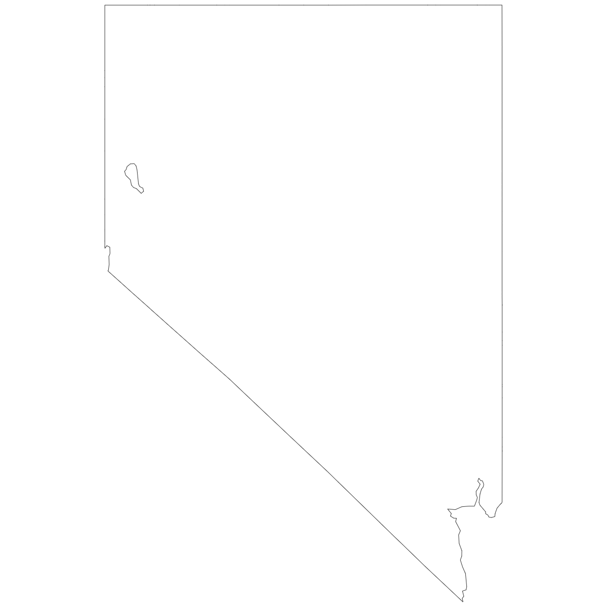 Outline Map of Nevada Counties