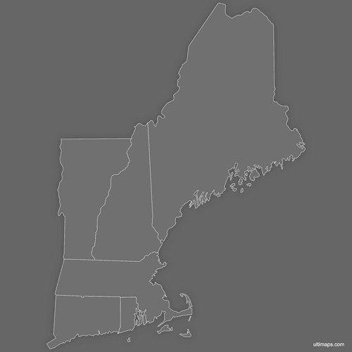 Preview of Blank Map of New England States (Dark)