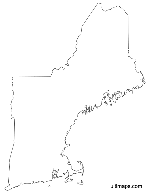 Preview of Outline Map of New England States (A4)