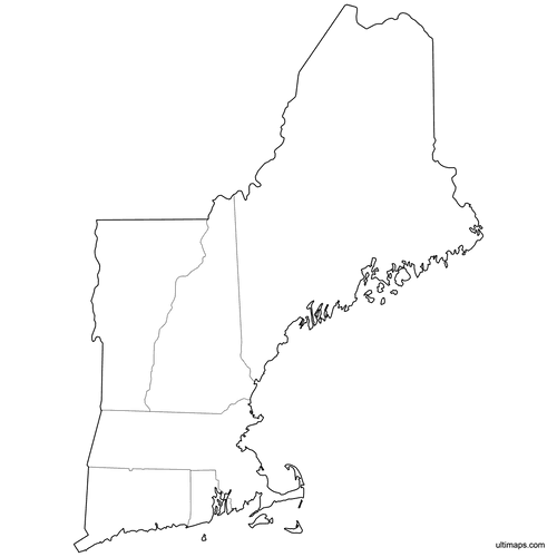 Preview of Outlined Map of New England States