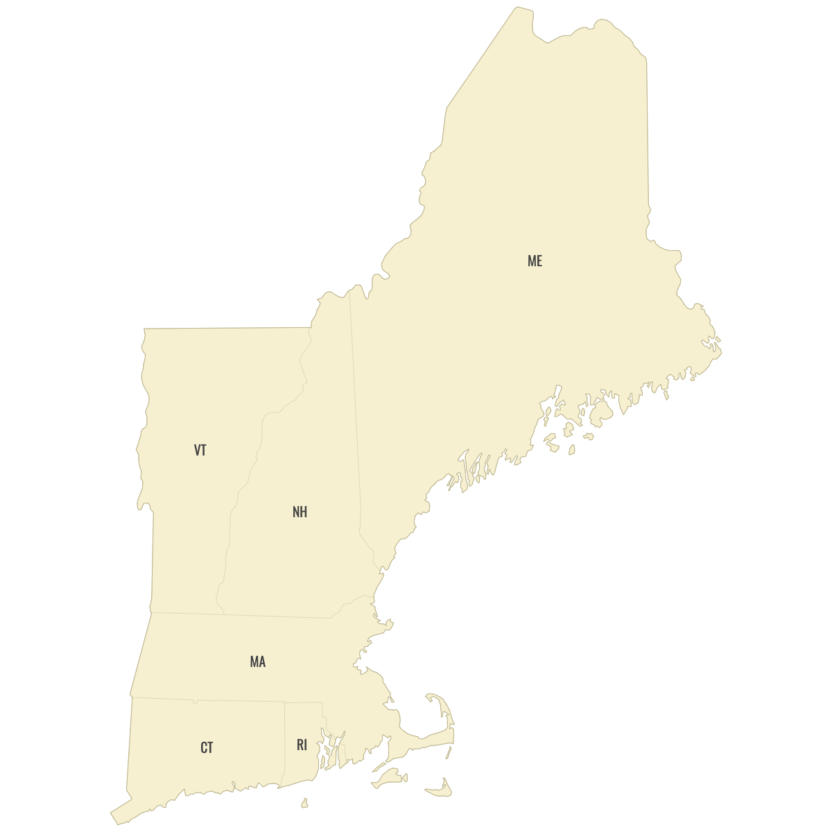 Blank Map of New England States With Labels