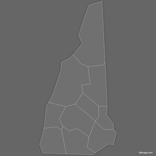 Preview of Blank Map of New Hampshire Counties (Dark)