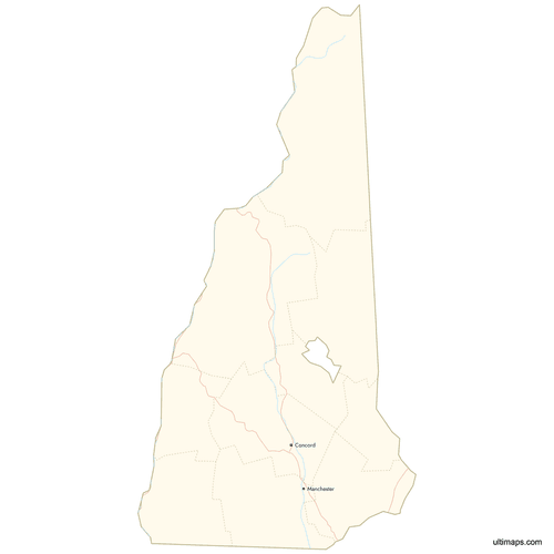 Preview of Map of New Hampshire Counties with Cities