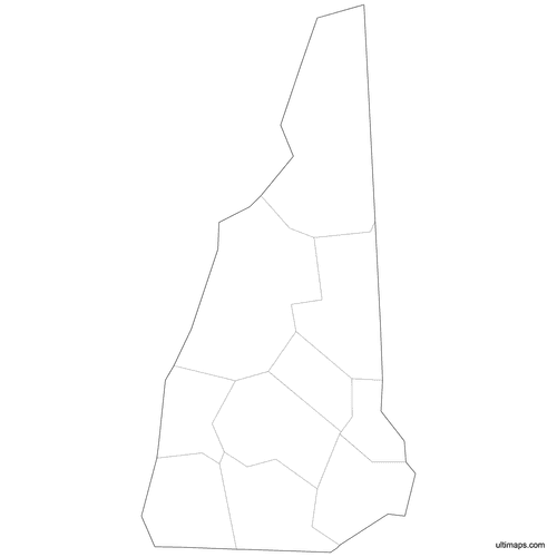 Preview of Outlined Map of New Hampshire Counties