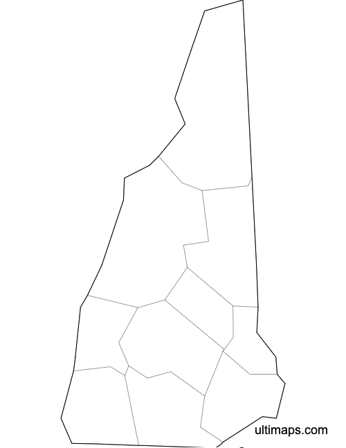 Preview of Outlined Map of New Hampshire Counties (Letter)