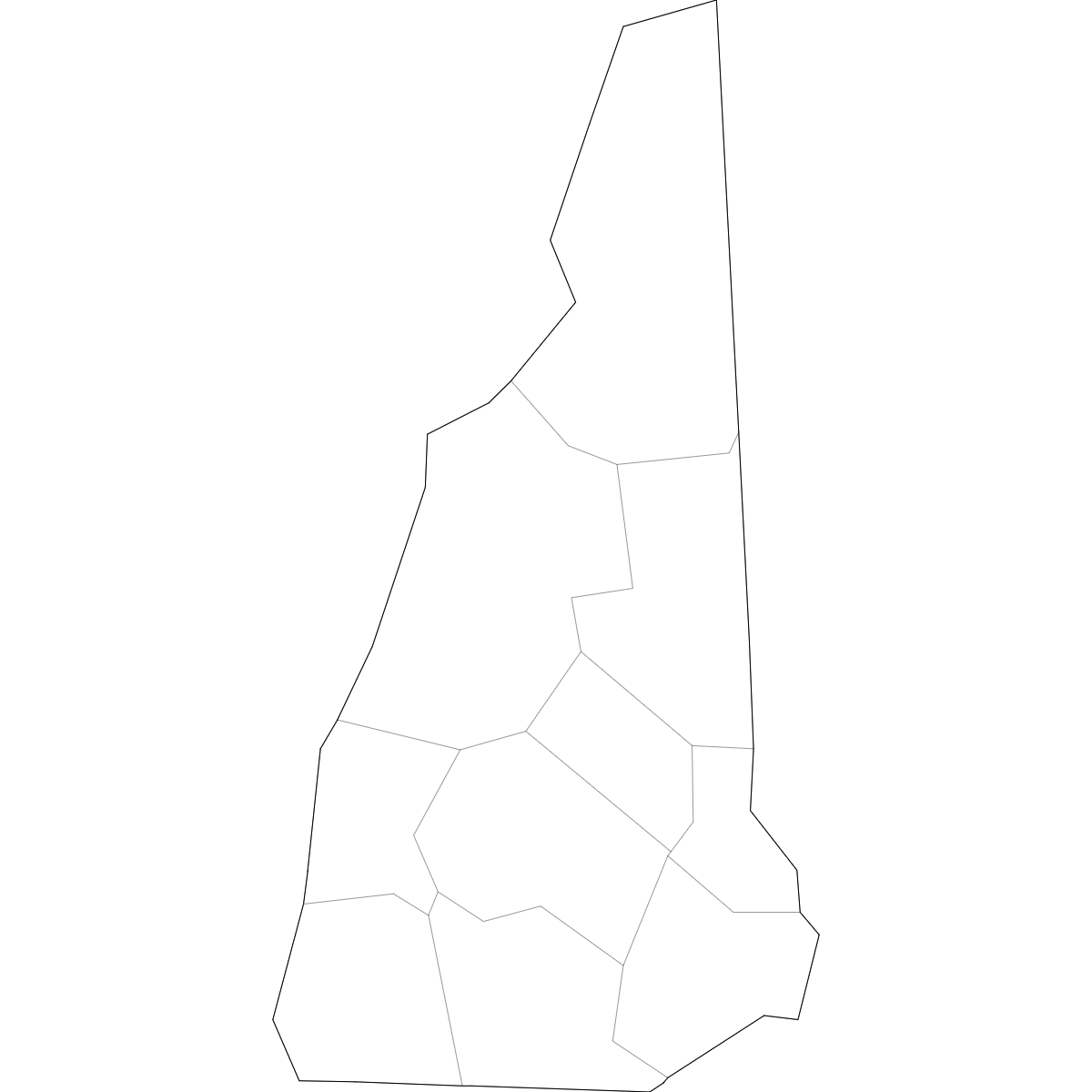 Outlined Map of New Hampshire Counties