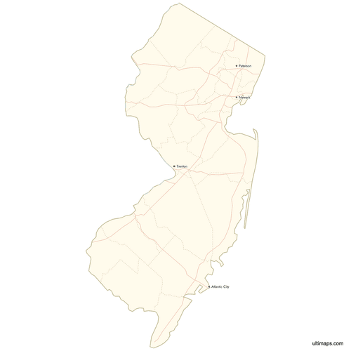 Preview of Map of New Jersey Counties with Cities