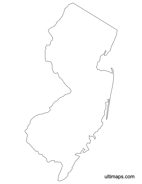 Preview of Outline Map of New Jersey Counties (A4)