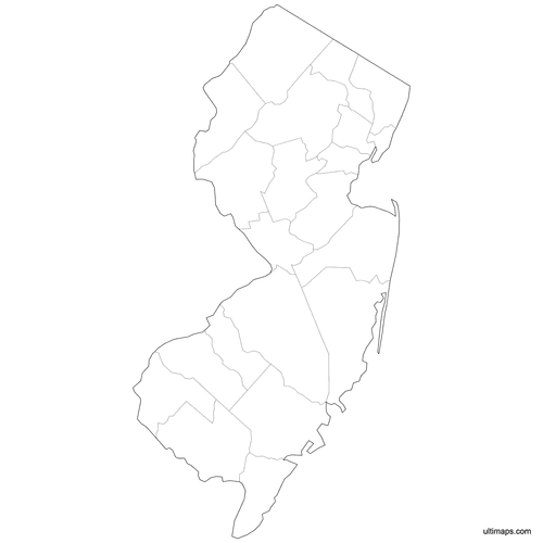 Preview of Outlined Map of New Jersey Counties