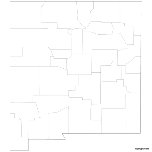 Preview of Outlined Map of New Mexico Counties