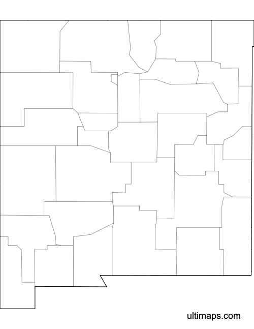 Preview of Outlined Map of New Mexico Counties (Letter)