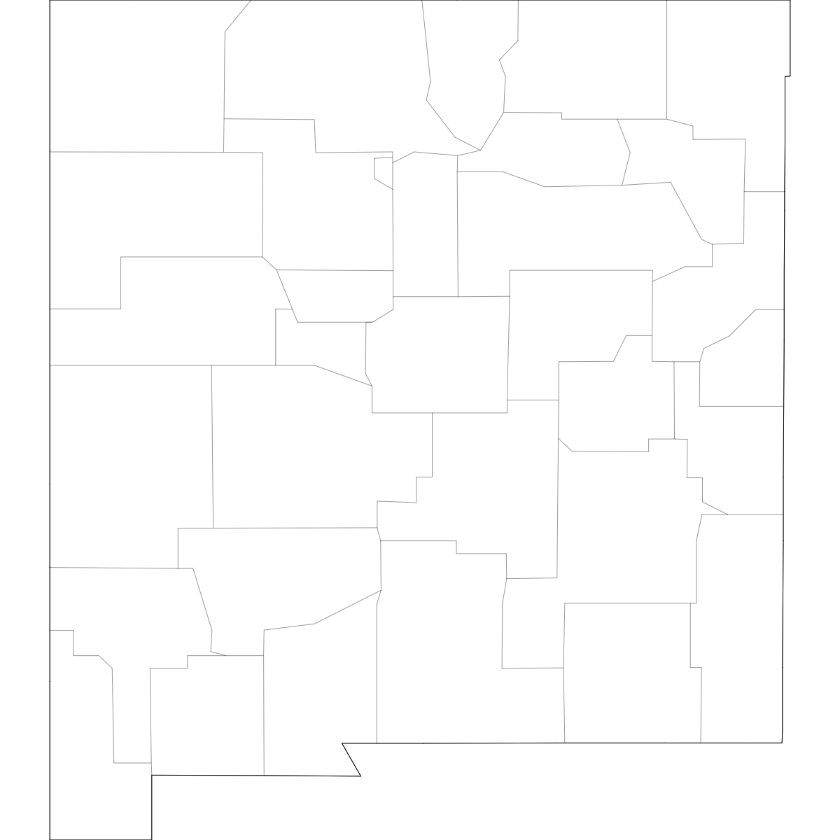 Outlined Map of New Mexico Counties