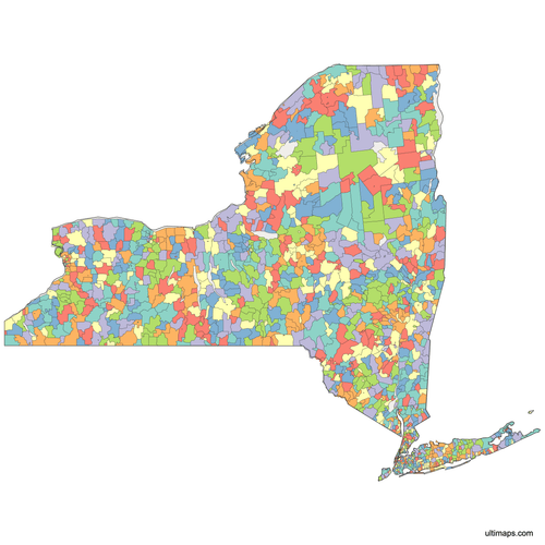 Preview of Colored New York ZIP Code Map