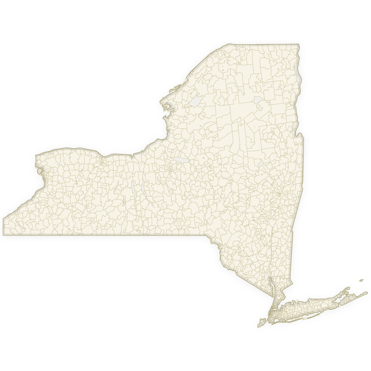 Blank map of New York with ZIP Codes