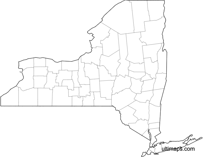 Preview of Blank Map of New York Counties (Letter)
