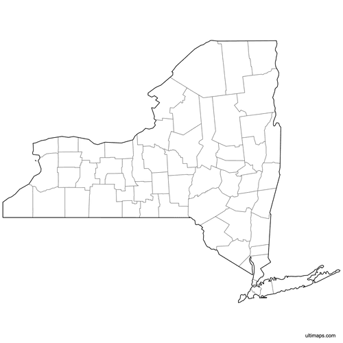 Preview of Outlined Map of New York Counties