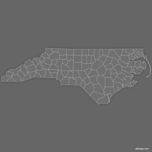 Preview of Blank Map of North Carolina Counties (Dark)