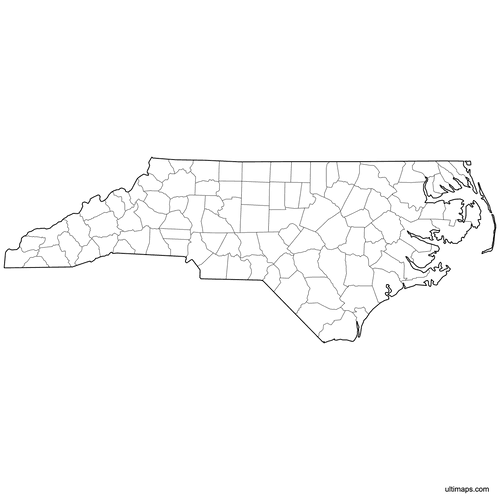 Preview of Outlined Map of North Carolina Counties