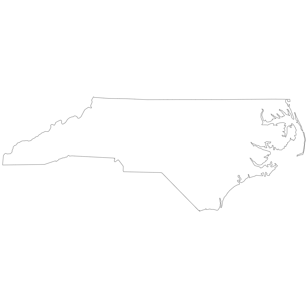 Outline Map of North Carolina Counties
