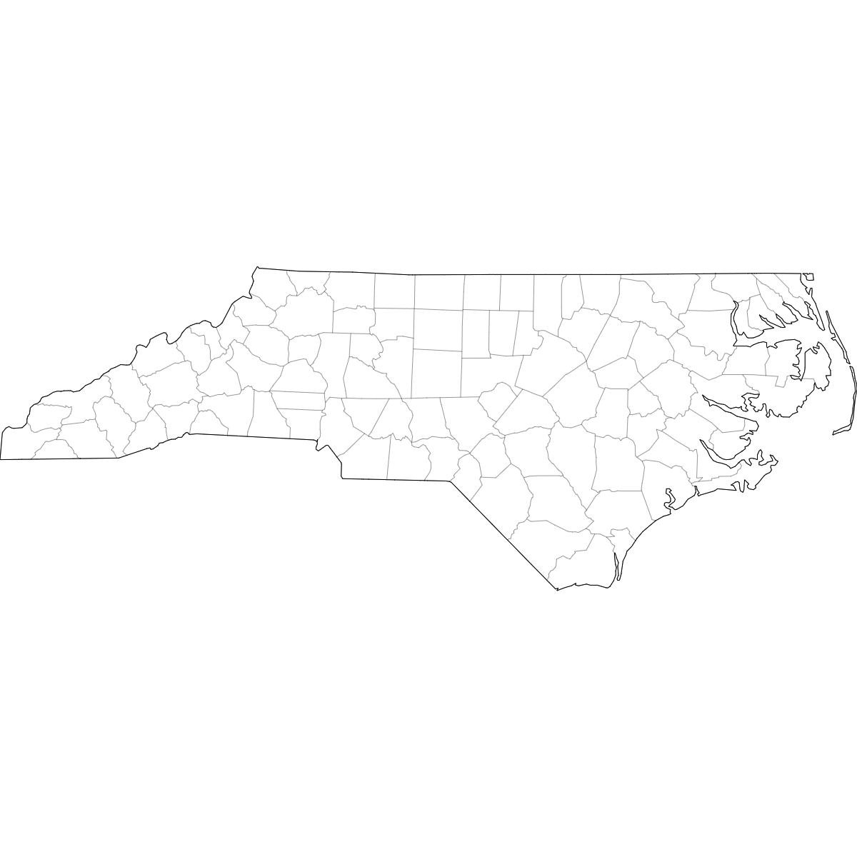 Wireframe Map of North Carolina Counties