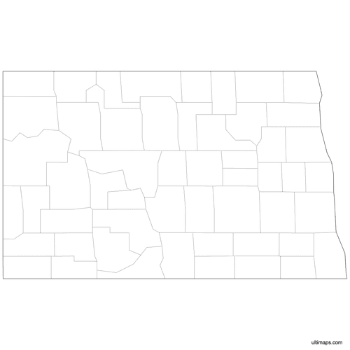 Preview of Outlined Map of North Dakota Counties