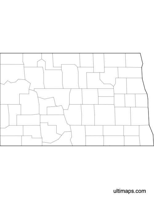Preview of Outlined Map of North Dakota Counties (Letter)