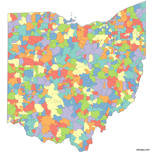 Preview of Colored Ohio ZIP Code Map