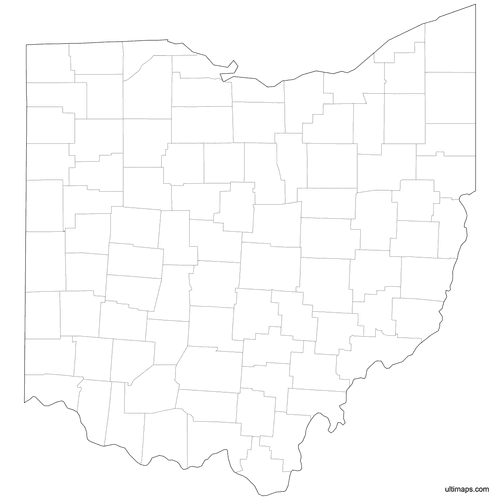 Preview of Outlined Map of Ohio Counties
