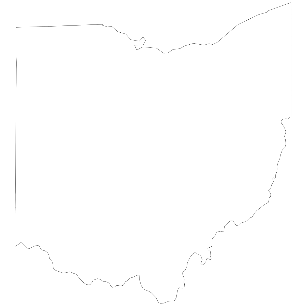 Outline Map of Ohio Counties