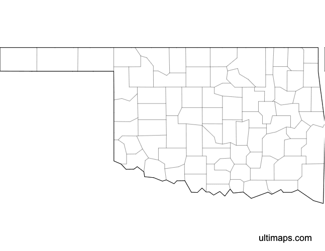 Preview of Blank Map of Oklahoma Counties (A4)