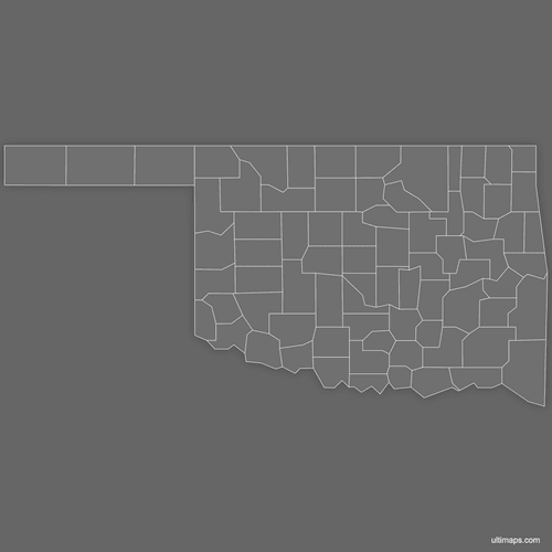 Preview of Blank Map of Oklahoma Counties (Dark)