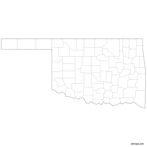 Preview of Outlined Map of Oklahoma Counties