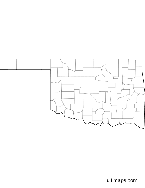 Preview of Outlined Map of Oklahoma Counties (Letter)