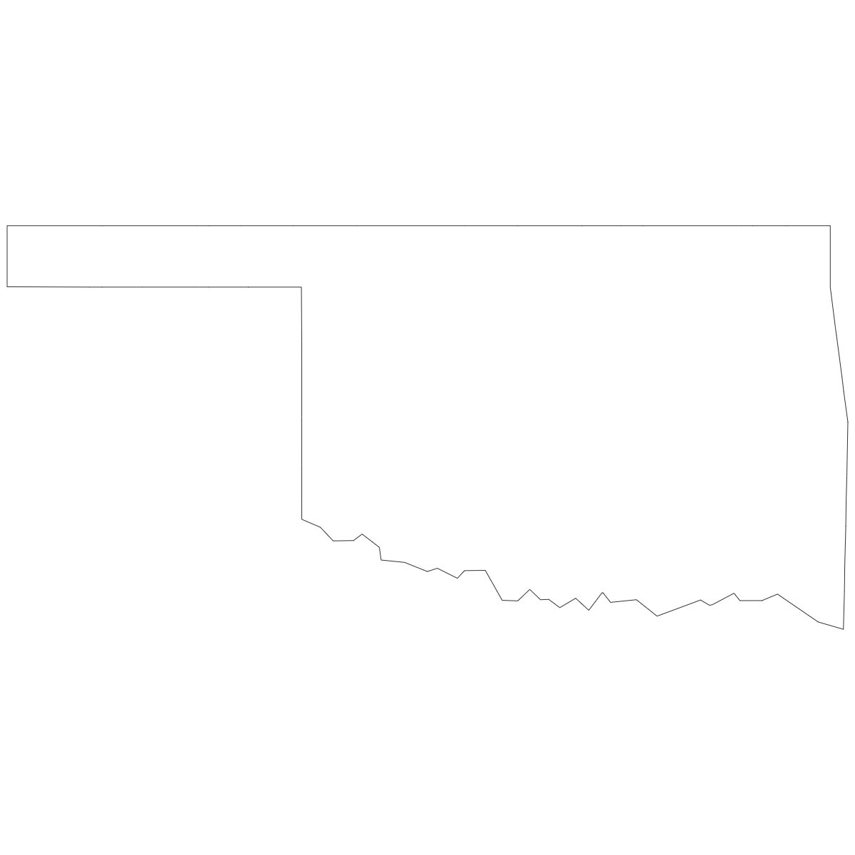 Outline Map of Oklahoma Counties