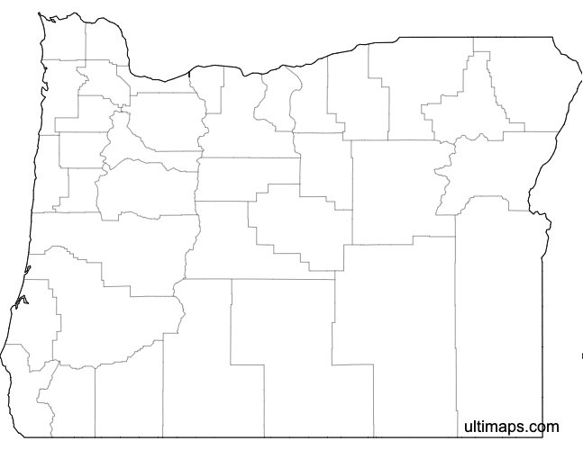 Preview of Blank Map of Oregon Counties (Letter)