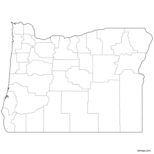 Preview of Outlined Map of Oregon Counties