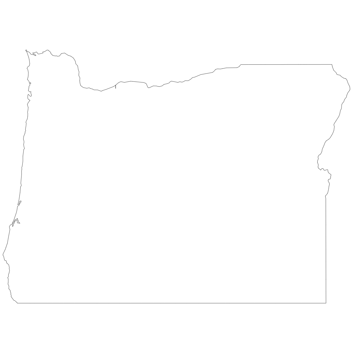 Outline Map of Oregon Counties