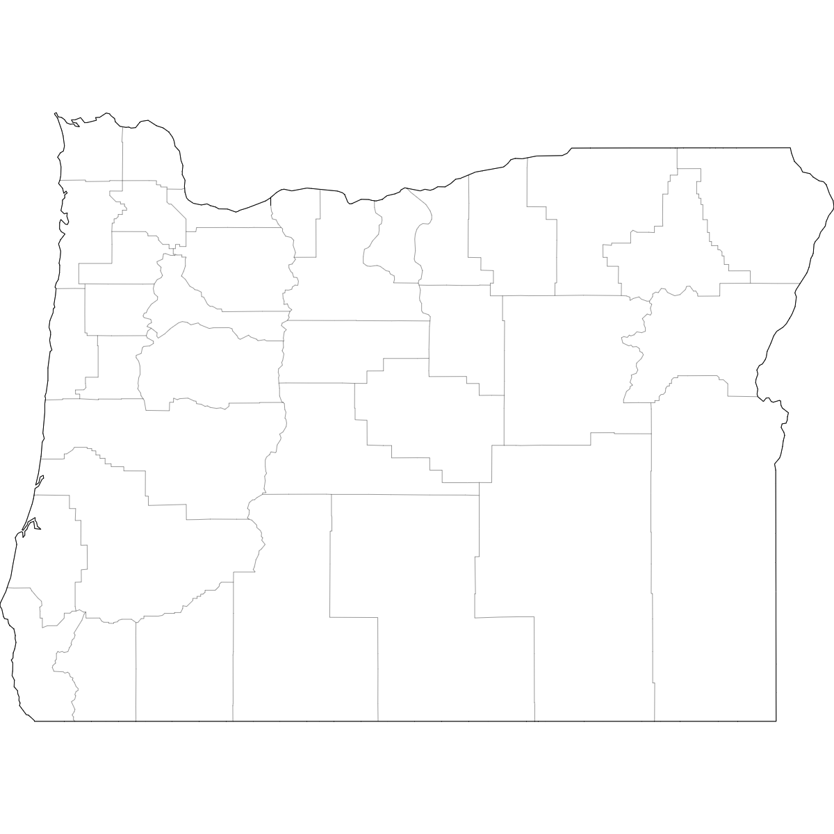 Wireframe Map of Oregon Counties